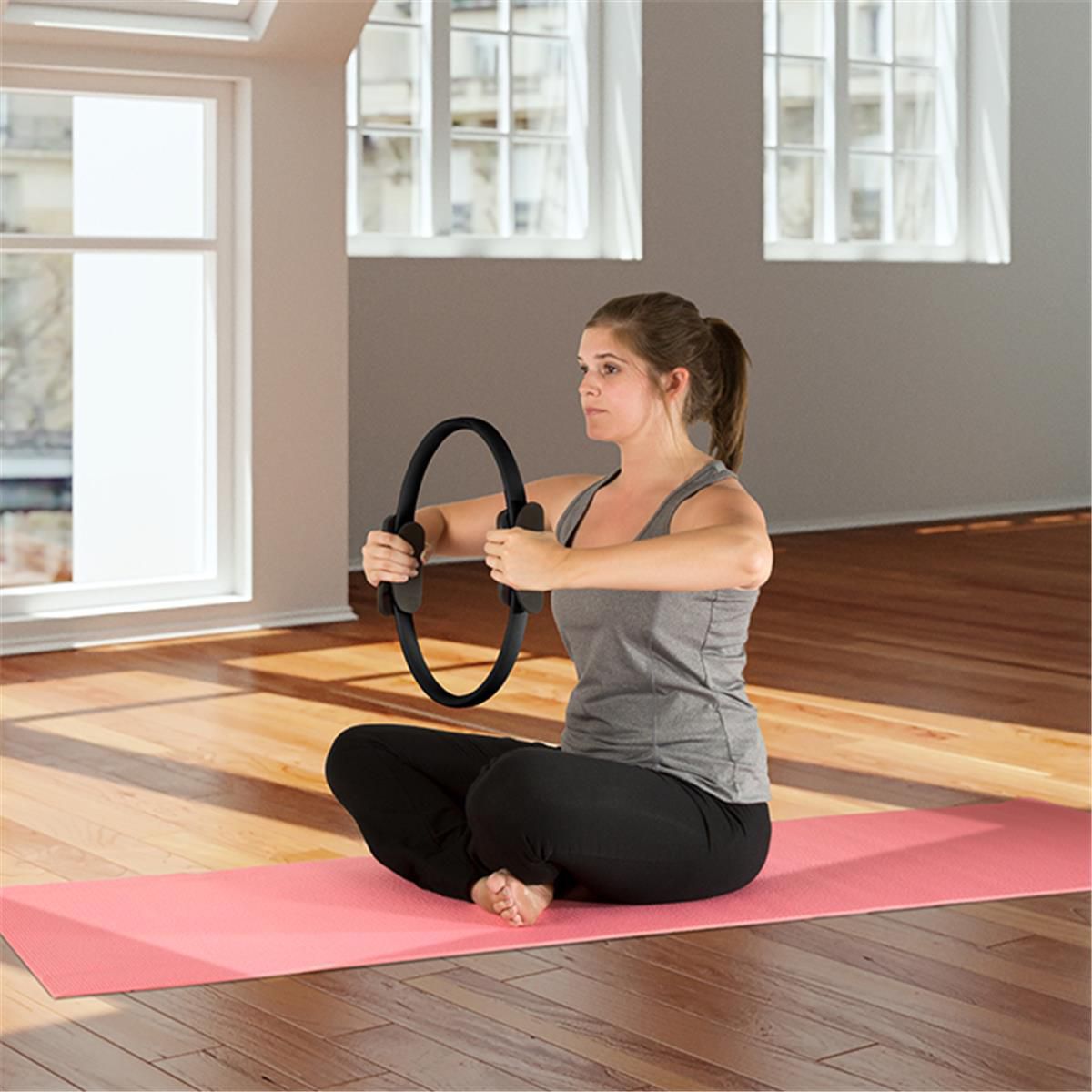 Image for Hey! Play! Wakeman 80-5130-B 15 dia. x 2 in. Fitness Dual Grip Foam Resistance Circle Pilates Toning Ring - Black at Kohl's.