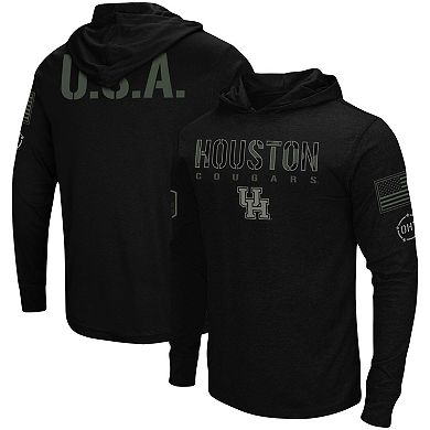 Men's Colosseum Black Houston Cougars OHT Military Appreciation Hoodie Long Sleeve T-Shirt