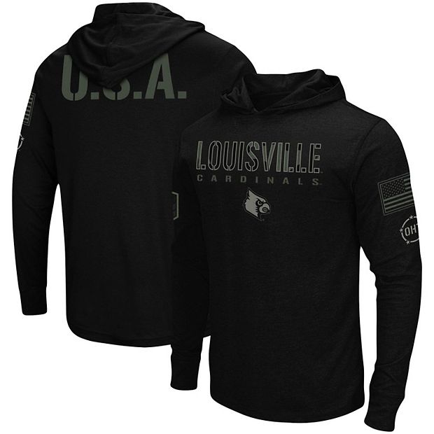 Men's Colosseum Black Louisville Cardinals OHT Military Appreciation Hoodie Long  Sleeve T-Shirt