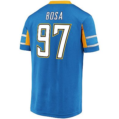 Men's Fanatics Branded Joey Bosa Powder Blue Los Angeles Chargers Hashmark Player Name & Number V-Neck Top