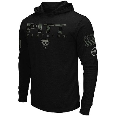 Men's Colosseum Black Pitt Panthers OHT Military Appreciation Hoodie Long Sleeve T-Shirt