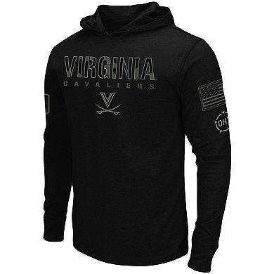 Men's Colosseum Black Virginia Cavaliers OHT Military Appreciation Hoodie Long Sleeve T-Shirt
