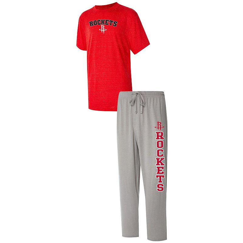 Mens Concepts Sport Gray/Red Houston Rockets Top and Pants Sleep Set, Size