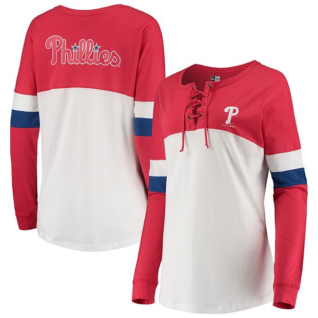 Women's New Era White/Red Philadelphia Phillies Lace-Up Long Sleeve T-Shirt