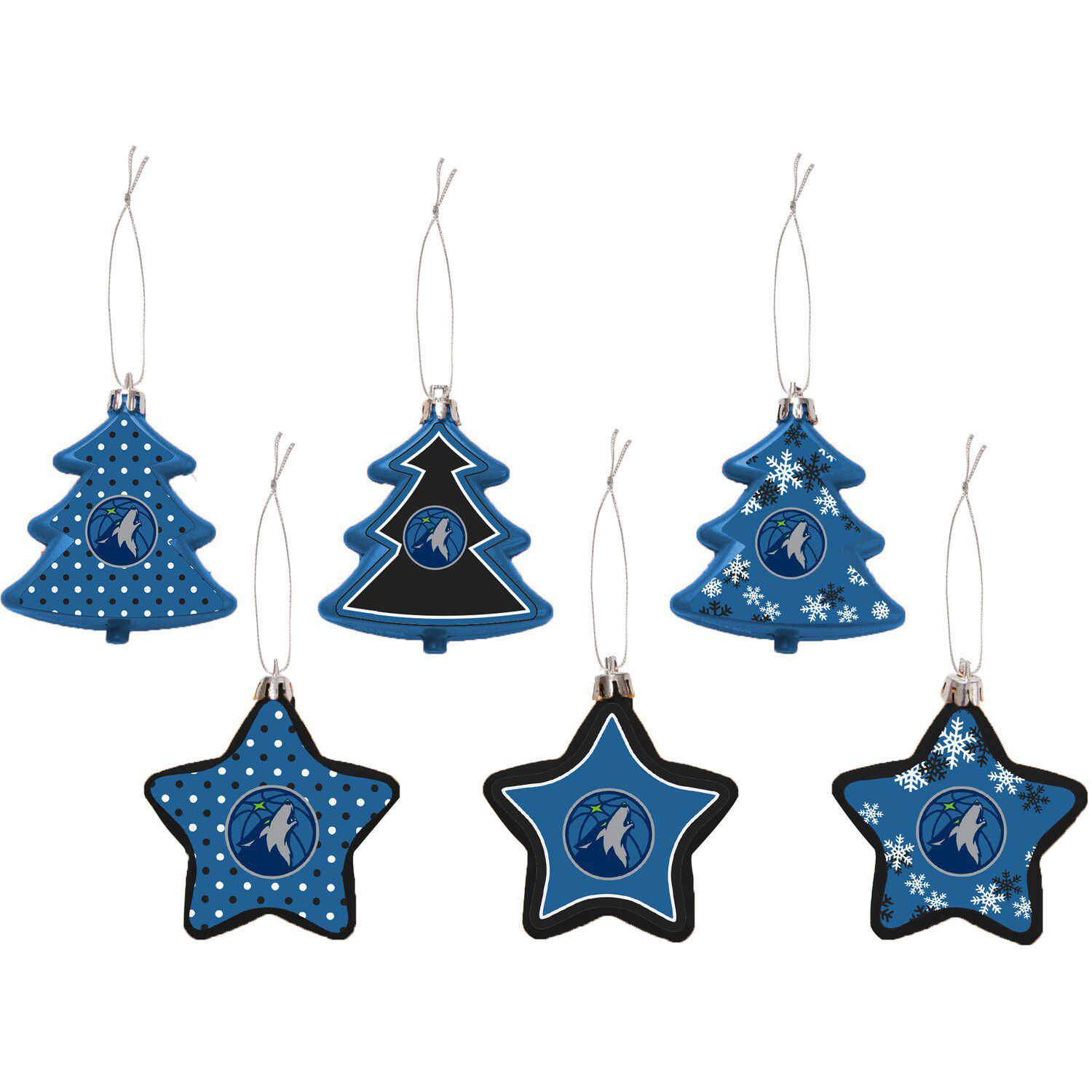 Denver Broncos Six-Pack Shatterproof Tree And Star Ornament Set