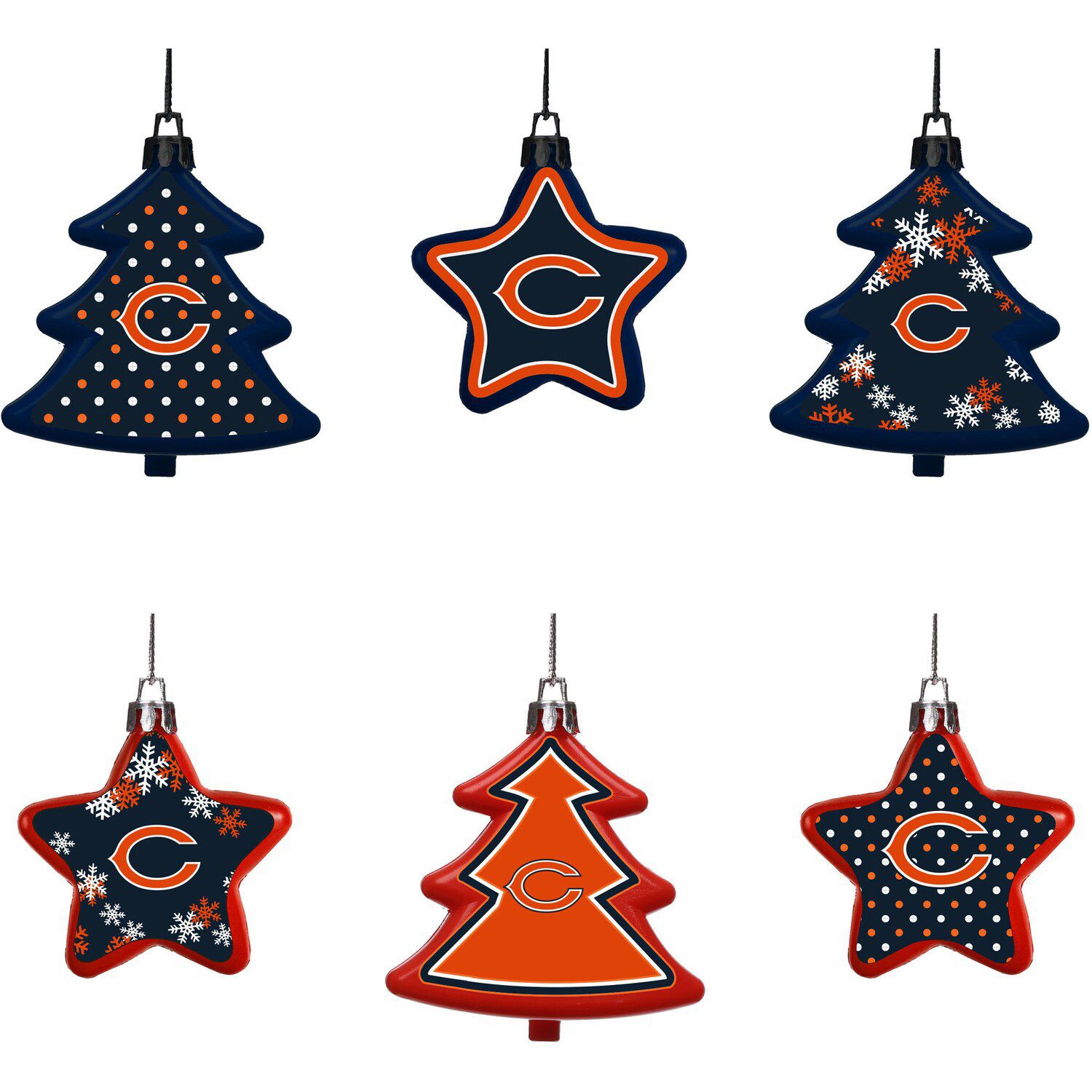 Image for Unbranded Chicago Bears Six-Pack Shatterproof Tree And Star Ornament Set at Kohl's.