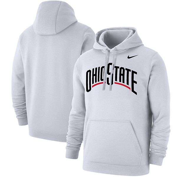 Men's Nike White Ohio State Buckeyes Wordmark Logo Club Pullover Hoodie