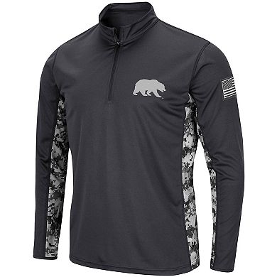Men's Colosseum Charcoal Cal Bears OHT Military Appreciation Digi Camo Quarter-Zip Jacket