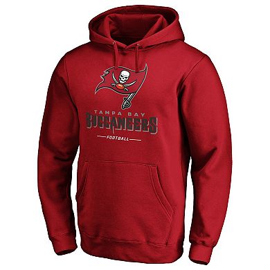 Men's Fanatics Branded Red Tampa Bay Buccaneers Logo Team Lockup Fitted Pullover Hoodie