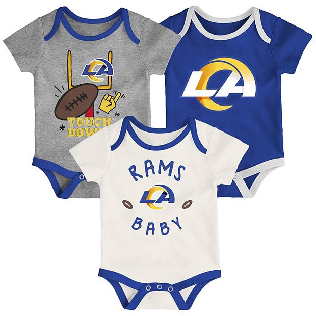 Infant Royal/Bone/Heathered Gray Los Angeles Rams Champ 3-Pack Bodysuit Set