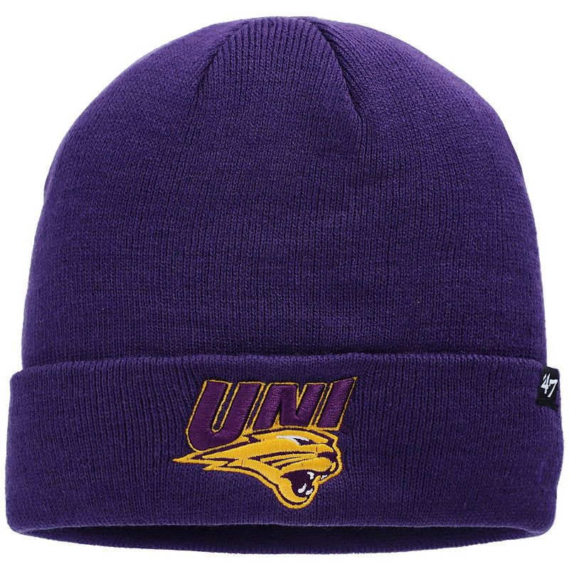 Mens 47 Purple Northern Iowa Panthers Raised Cuffed Knit Hat, NIW Purple