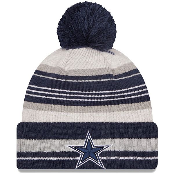 Men's New Era Gray/Navy Dallas Cowboys Banner Cuffed Knit Hat with Pom