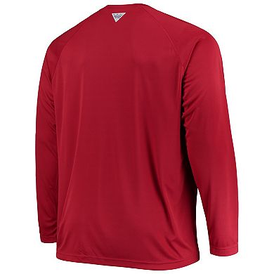 Men's Columbia Crimson Oklahoma Sooners Big & Tall Terminal Tackle Raglan Omni-Shade Long Sleeve T-Shirt