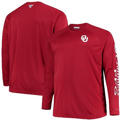 Men's Columbia Crimson Oklahoma Sooners Big & Tall Terminal Tackle Raglan Omni-Shade Long Sleeve T-Shirt