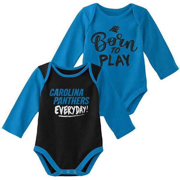 Newborn & Infant Blue/Black Carolina Panthers Little Player Long Sleeve  2-Pack Bodysuit Set