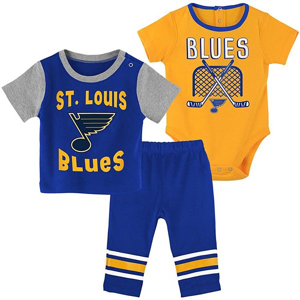 Infant Blue/Gold St. Louis Blues Rookie 3-Piece Bodysuit T-Shirt and Pants  Set