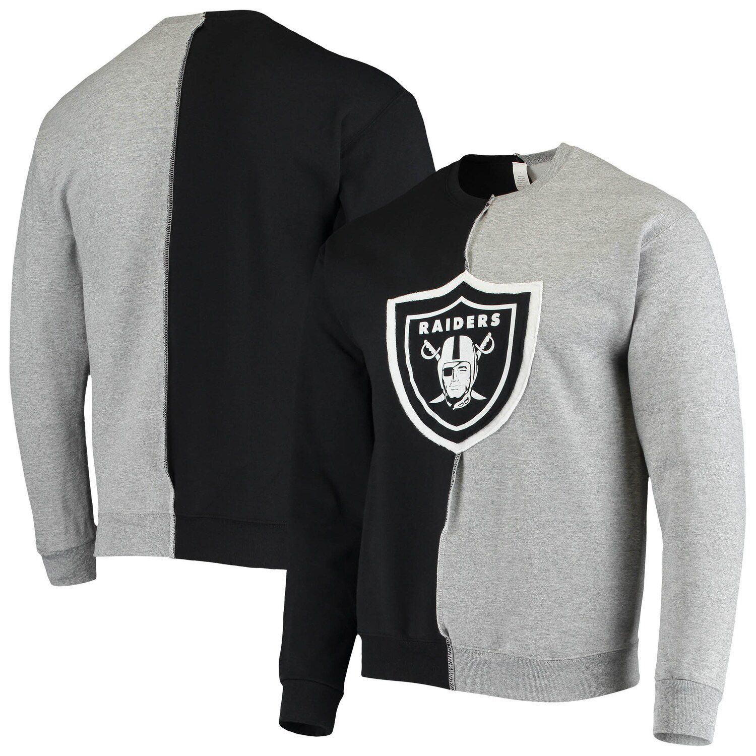 Men's Fanatics Branded Heathered Gray Las Vegas Raiders No Time Off Raglan  Pullover Hoodie