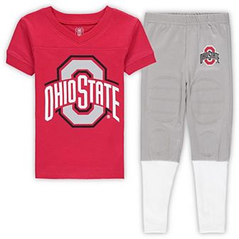 Preschool Wes & Willy Scarlet Ohio State Buckeyes Football Pajama Set
