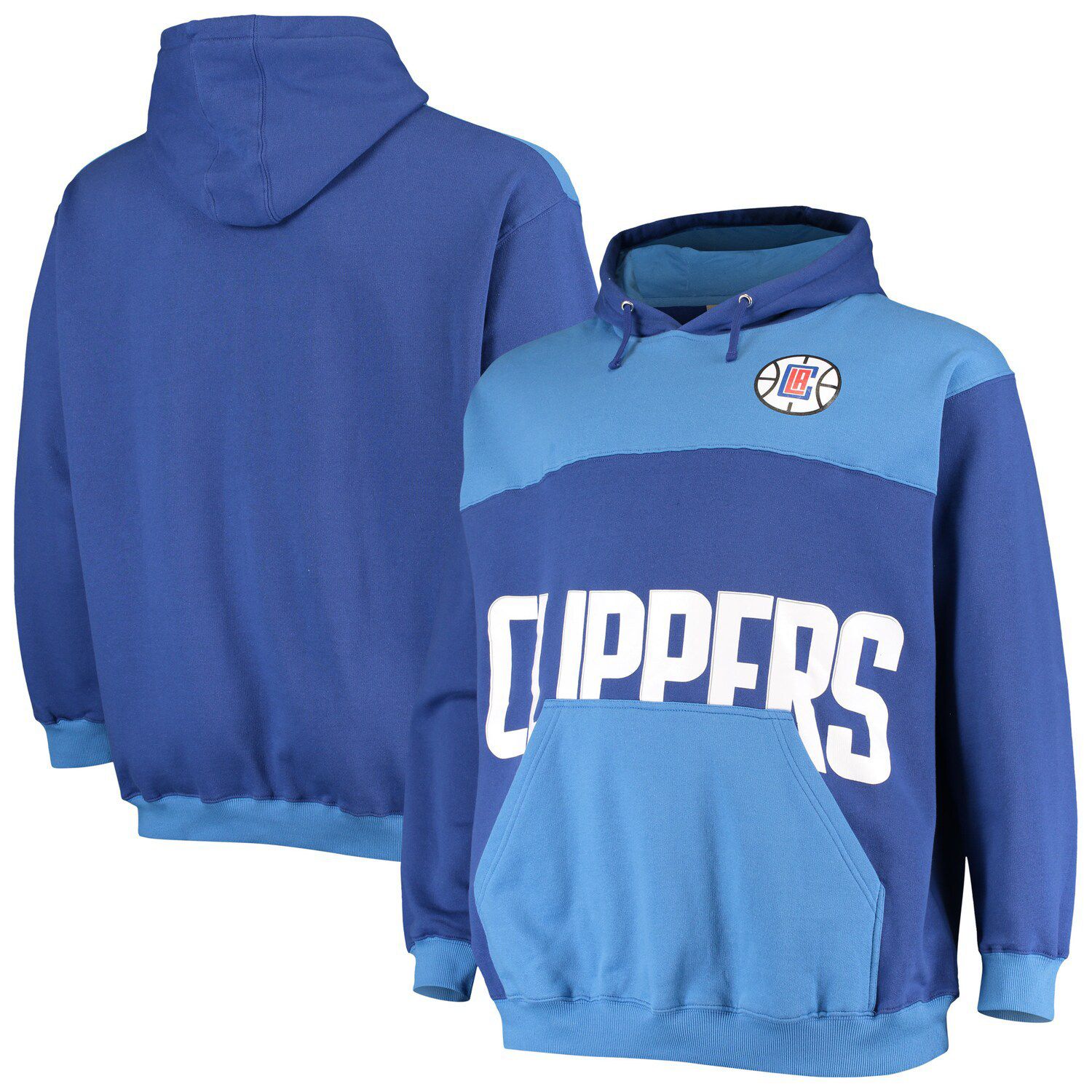 Men's New York Knicks New Era Gray/Blue Diagonal French Terry Color Block  Pullover Hoodie