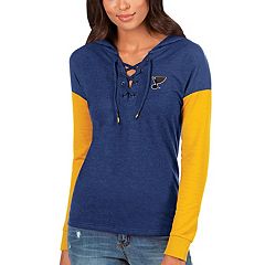 Women's St. Louis Blues Fanatics Branded Blue/Gold Colors of Pride  Colorblock Pullover Hoodie