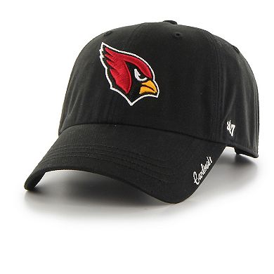 Women's '47 Black Arizona Cardinals Miata Clean Up Primary Adjustable Hat