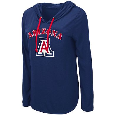 Women's Colosseum Navy Arizona Wildcats My Lover Lightweight Hooded Long Sleeve T-Shirt