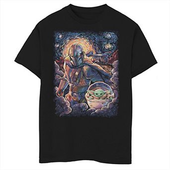 Boys 8-20 Star Wars The Mandalorian Mando Child Razor Painty Stars Graphic Tee
