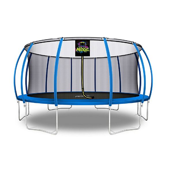Machrus Moxie 16&#39; Round Pumpkin-Shaped Outdoor Trampoline Set with Safety Net Enclosure - Blue