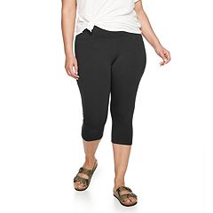 Buy Kotii Women's Summer Soft Capri Leggings Plus Size Crop Leggings  Stretch Tights Pants,Black,Fits S-M at