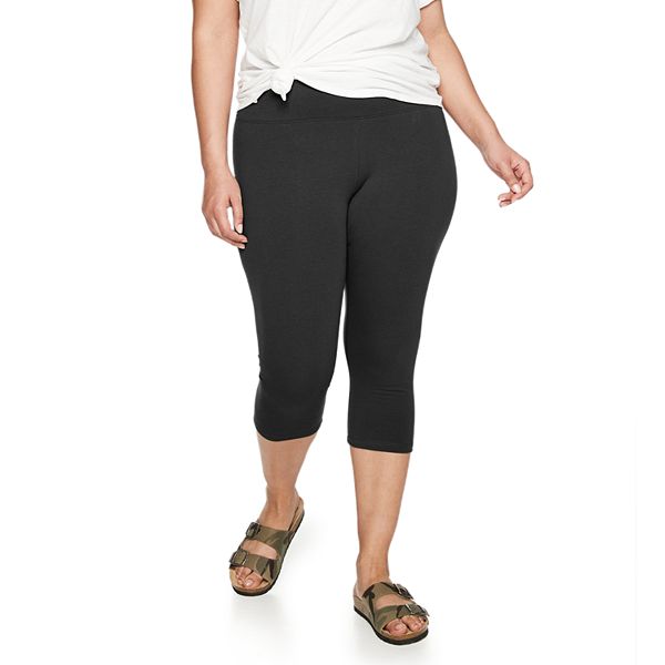 Soma Slimming Leggings Splendor Black Size LARGE Capri Wide Band