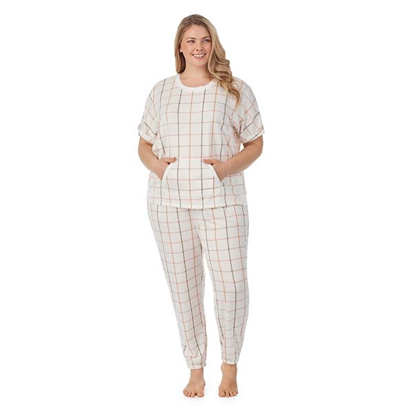 Plus Size Cuddl Duds® Short Sleeve Kangaroo Pocket Pajama Top & Banded