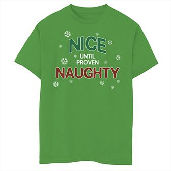 Boys 8-20 Nice Until Proven Naughty Christmas Graphic Tee