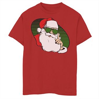 Boys 8-20 Santa Claus In Aviators Circle Portrait Christmas Graphic Tee