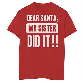 Boys 8-20 Dear Santa My Sister Did It Christmas Graphic Tee