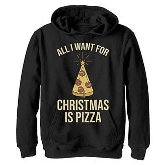 Boys 8-20 All I Want For Christmas Is Pizza Graphic Fleece Hoodie