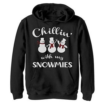 Boys 8-20 Chillin With My Snowmies Snowmen With Scarves Christmas Graphic Fleece Hoodie