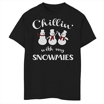 Boys 8-20 Chillin With My Snowmies Snowmen With Scarves Christmas Graphic Tee
