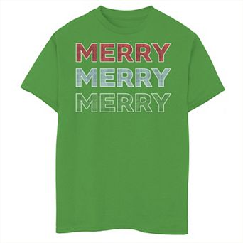 Boys 8-20 Merry Merry Merry Plaid Stack Christmas Graphic Tee