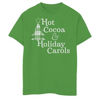Boys 8-20 Hot Cocoa And Holiday Carols Plaid Tree Christmas Graphic Tee