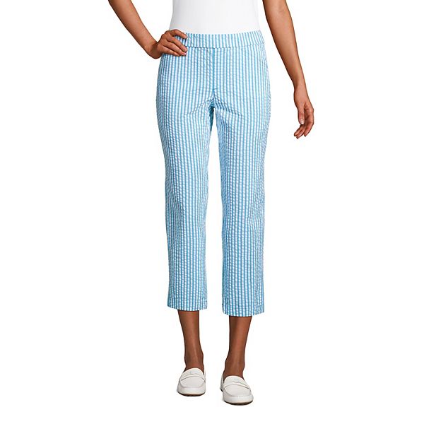 Women's Lands' End Seersucker Pull-On Crop Pants