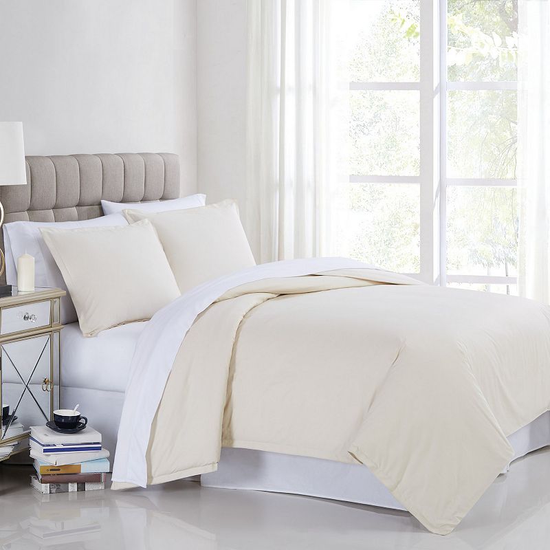 Charisma 400 Thread Count Percale Duvet Cover Set, Beige, King