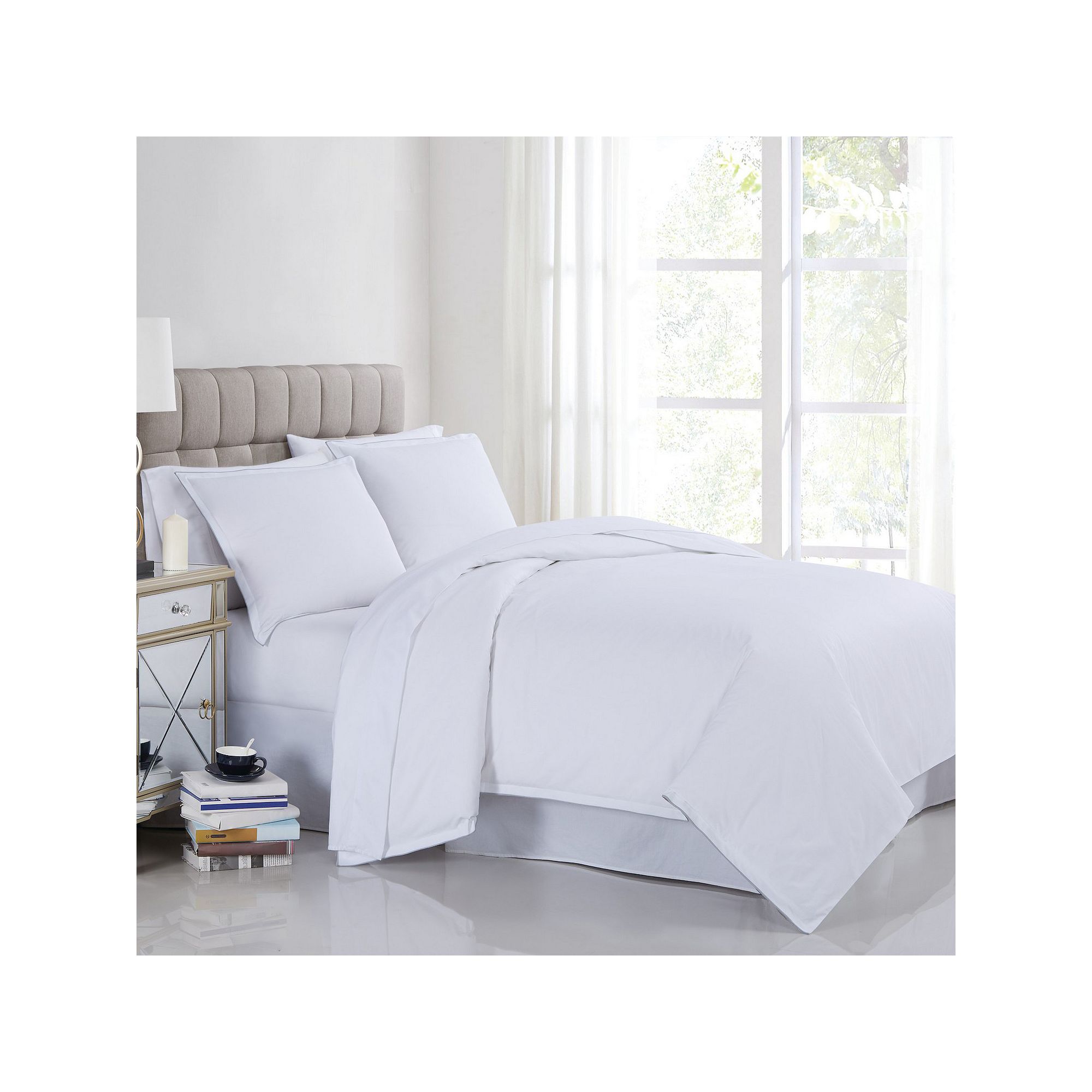 Charisma 400 Thread Count Percale Duvet Cover Set, White