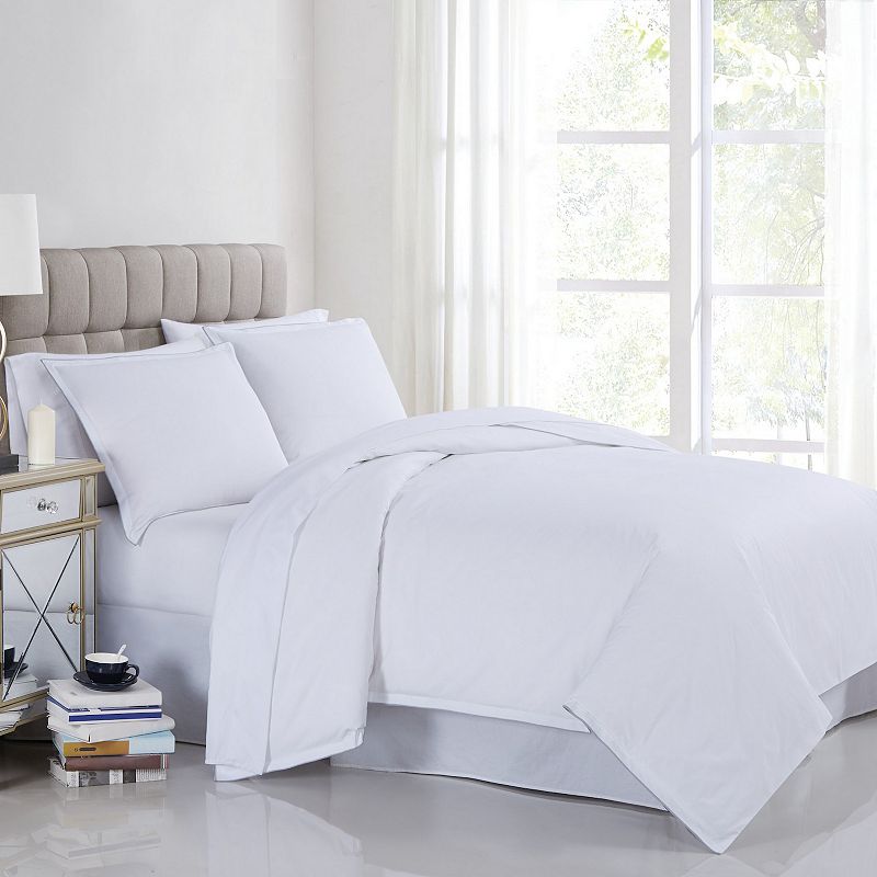 Charisma 400 Thread Count Percale Duvet Cover Set, White, King