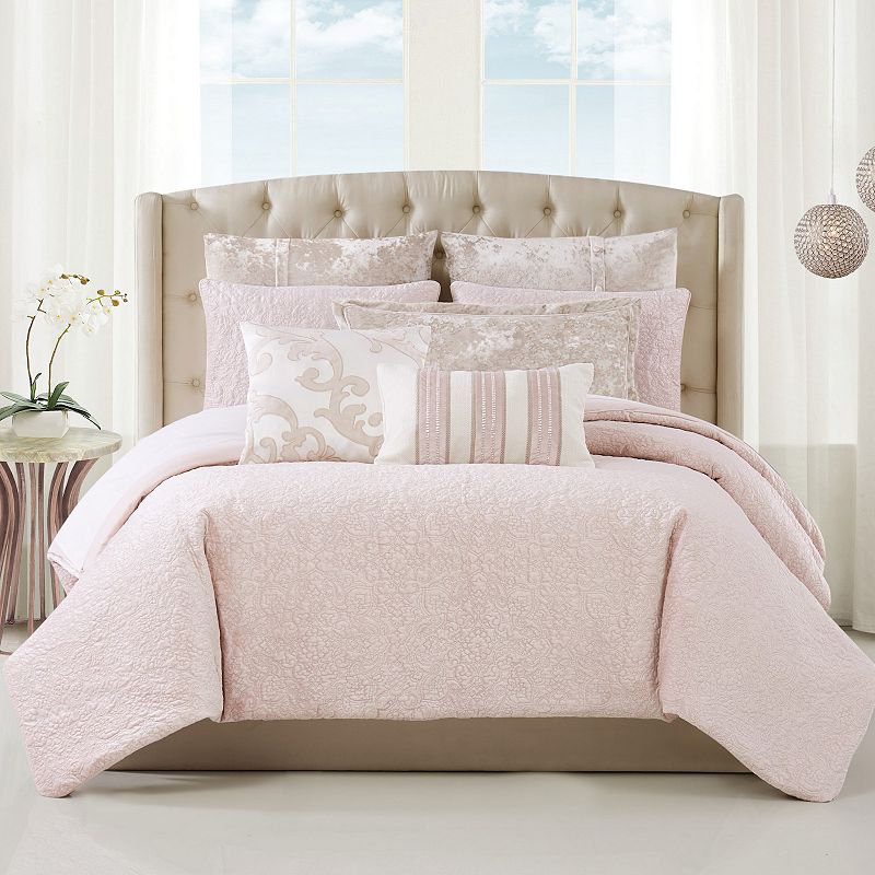65537295 Charisma Melange Quilted Comforter Set, Pink, King sku 65537295