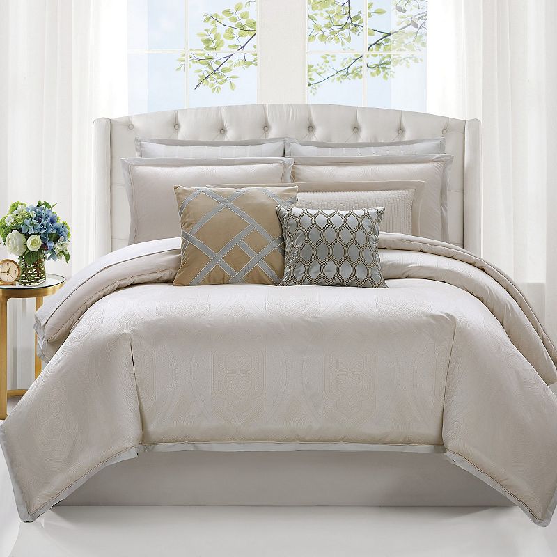 Charisma Trista Woven Comforter Set, Beige, Queen
