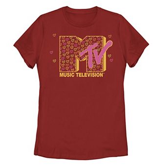Juniors' MTV Music Television Doodle Hearts Logo Tee