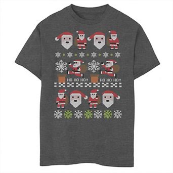 Boys 6-20 Ugly Sweater Santa Claus Down The Chimney Graphic Tee