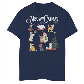 Boys 8-20 Meowy Catmas Christmas Kittens Cute Holiday Graphic Tee