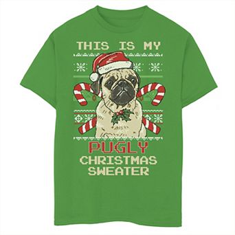 Boys 8-20 Ugly Christmas Sweater Pug Candy Cane Graphic Tee