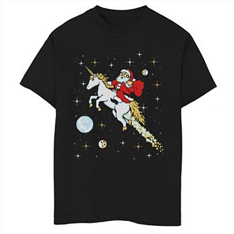 Boys 6-20 Santa Riding Unicorn Space Graphic Tee